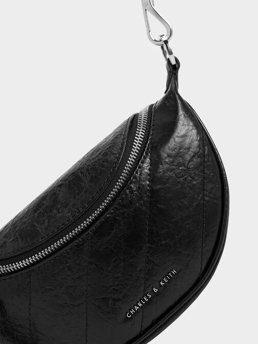 Túi đeo chéo hình bán nguyệt Philomena Half-Moon, Noir, hi-res