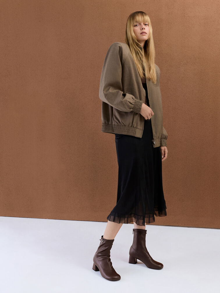 Belted Block-Heel Ankle Boots, Dark Brown, hi-res