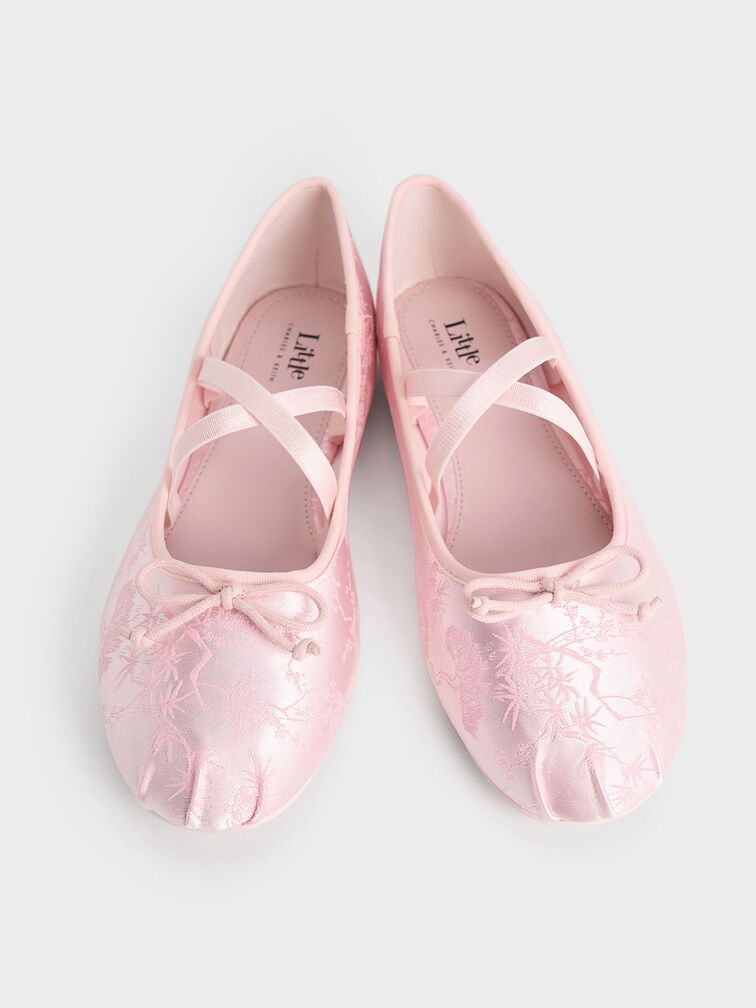 Girls' Crossover-Strap Ballet Flats, Light Pink, hi-res