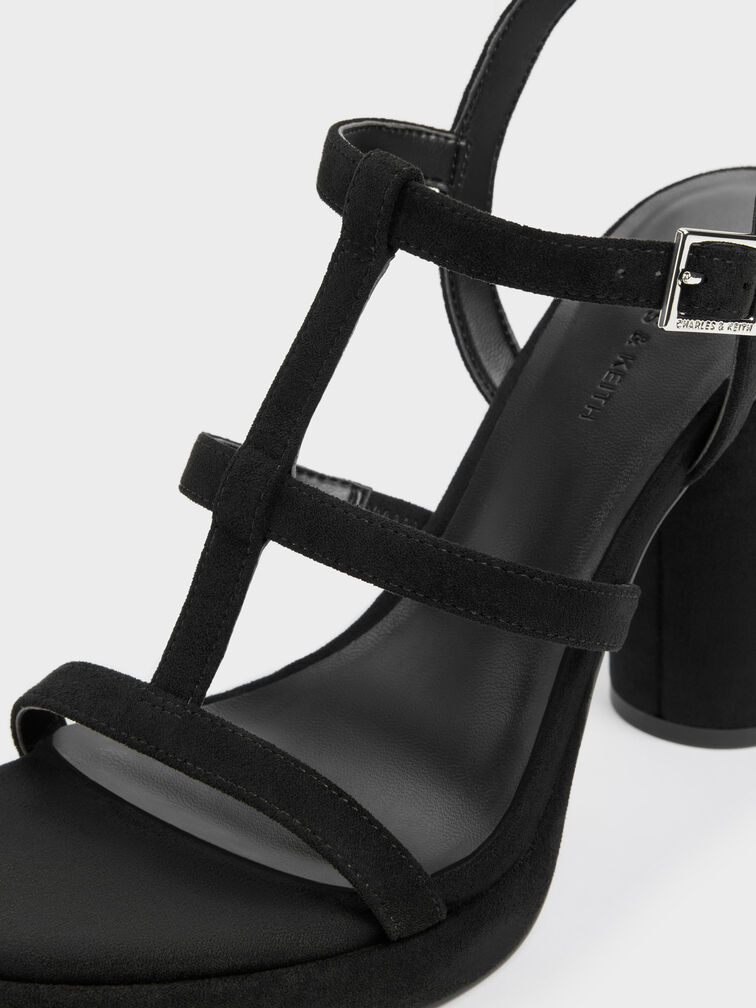 Gi&agrave;y sandals đế cao Aether, Đen họa tiết, hi-res