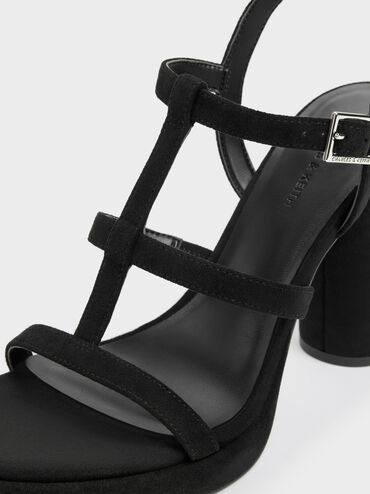 Gi&agrave;y sandals đế cao Aether, Đen họa tiết, hi-res