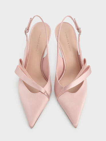 Gi&agrave;y sandals cao g&oacute;t Satin, Hồng, hi-res