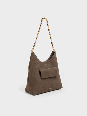 T&uacute;i đeo vai Duo Quilted Front-Pocket, Stone Grey, hi-res