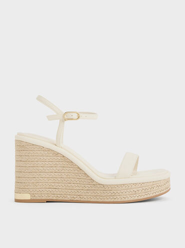 Gi&agrave;y đế xuồng quai ngang Espadrille, Kem, hi-res
