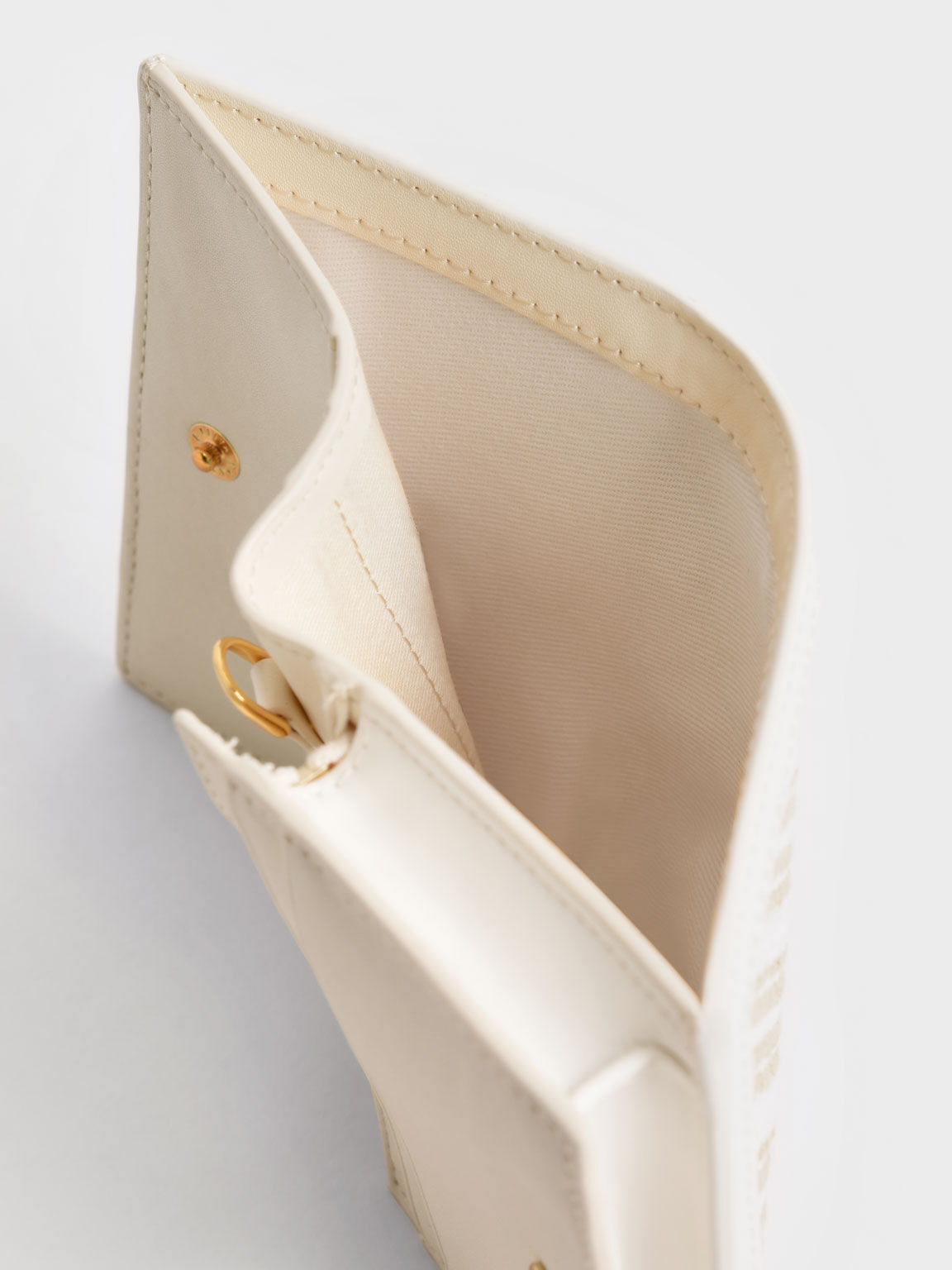 Snap Button Mini Short Wallet, White, hi-res