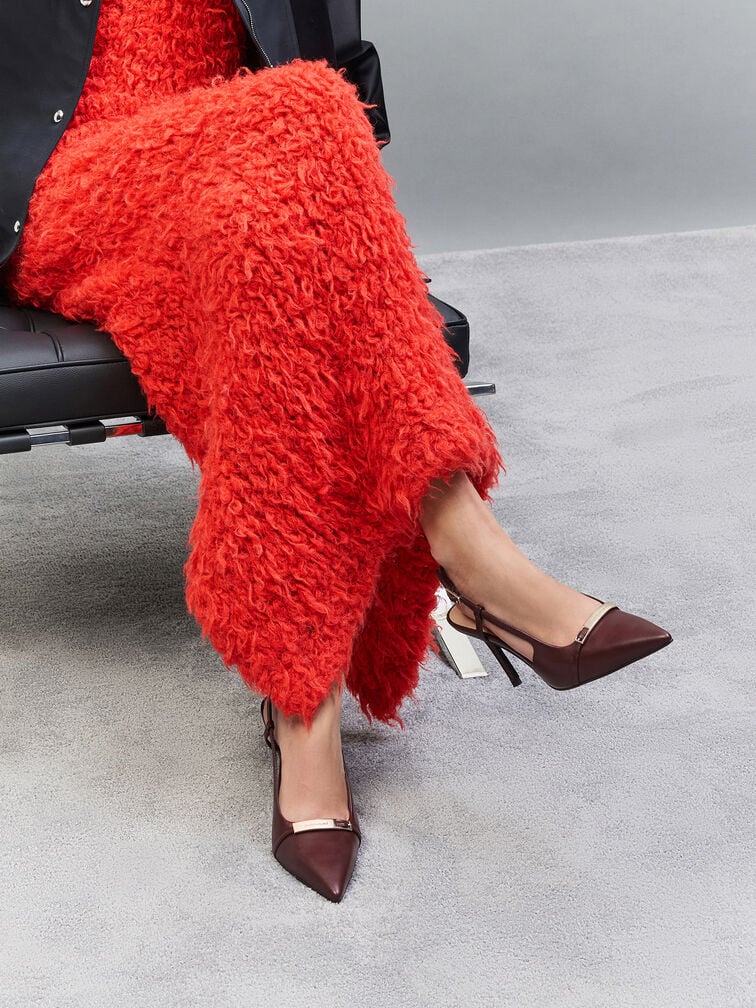 Gi&agrave;y sandals cao g&oacute;t Metallic-Bar, Đỏ burgundy, hi-res