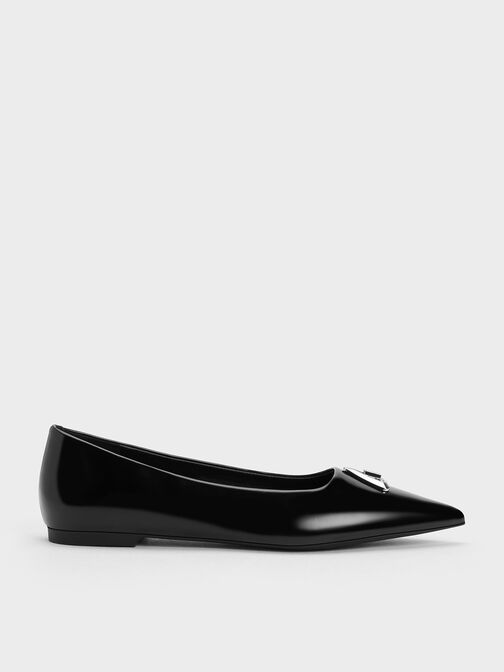Trice Metallic Accent Pointed-Toe Flats, Black Boxed, hi-res