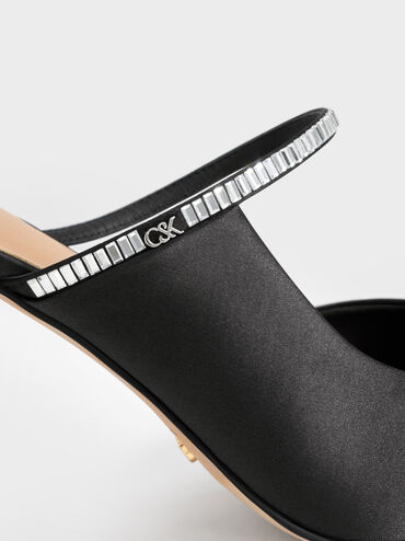 Gem D'Orsay Stiletto Mules, Black Textured, hi-res