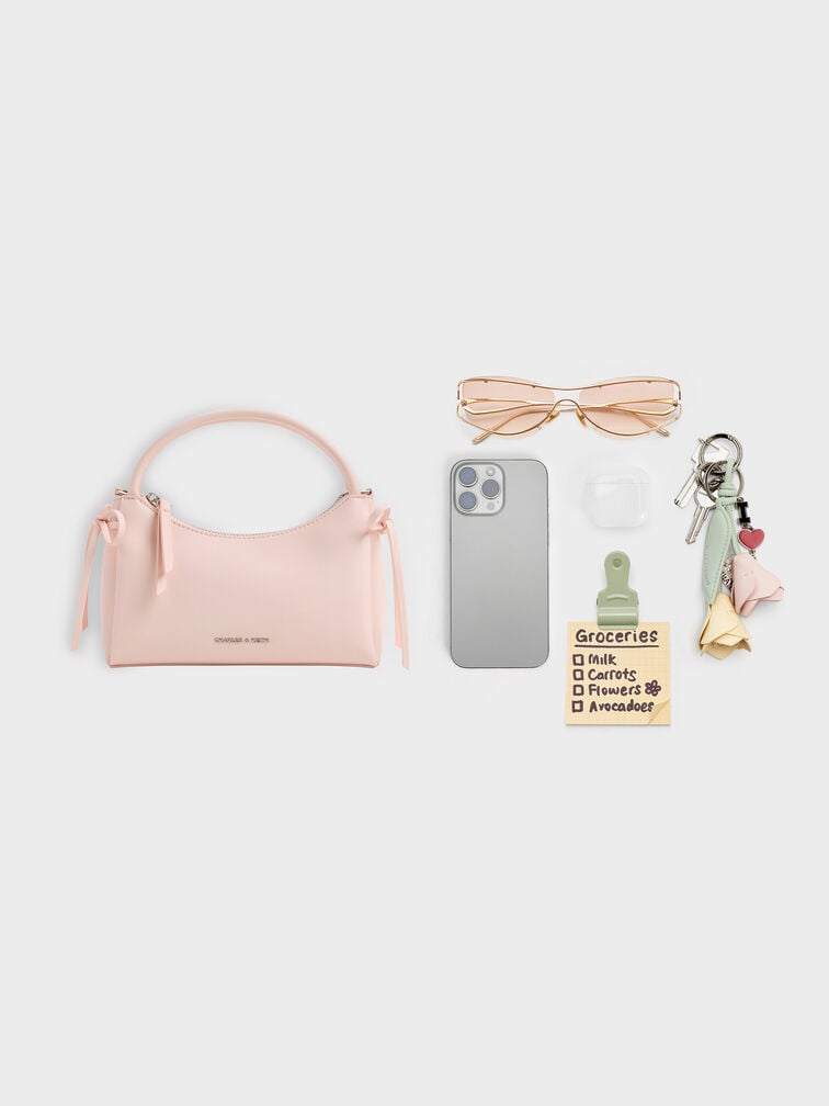 Hazel Bow Top Handle Bag, Soft Pink, hi-res