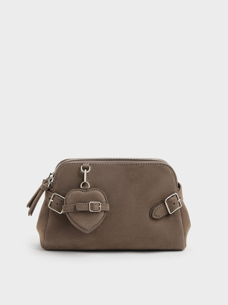 T&uacute;i đeo vai phối charm tr&aacute;i tim Nellie, Stone Grey, hi-res