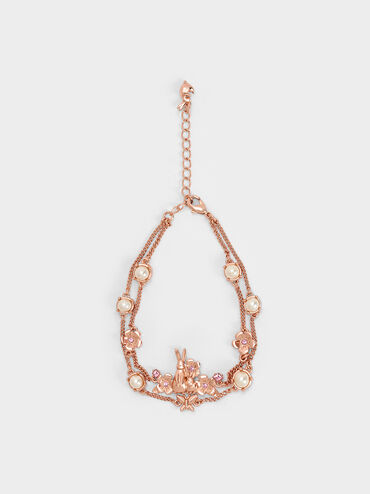 V&ograve;ng tay đ&ocirc;i Rabbit & Flower, V&agrave;ng hồng, hi-res