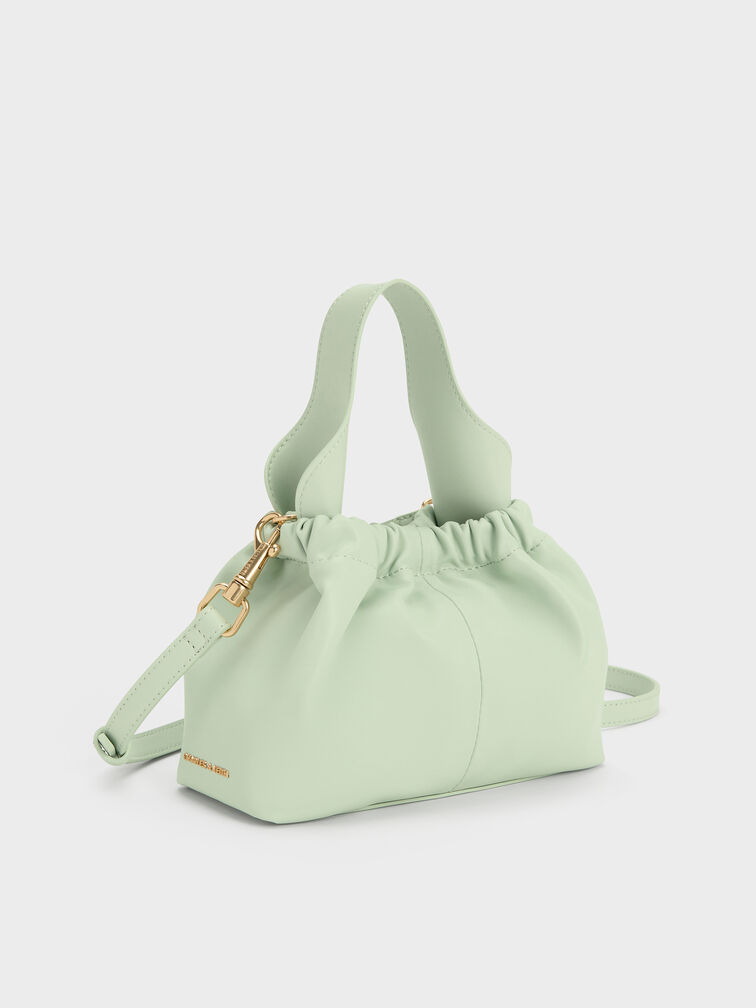 Ally Ruched Slouchy Chain-Handle Bag, Mint Green, hi-res
