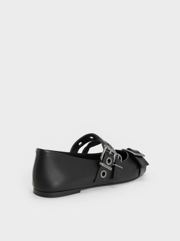 Aether Grommet Studded Mary Jane Flats, Black, hi-res