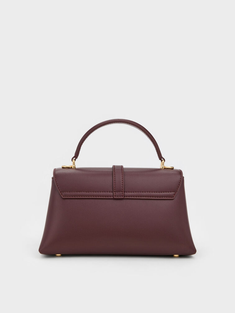 Adalyn Metallic-Buckle Chain-Strap Top Handle Bag, Wineberry Red, hi-res