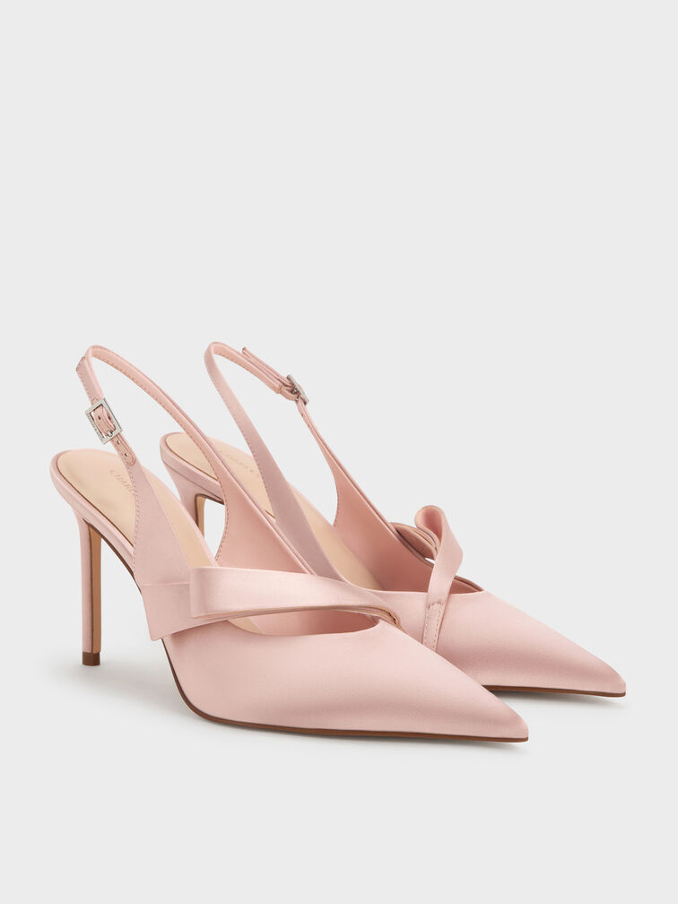 Gi&agrave;y sandals cao g&oacute;t Satin, Hồng, hi-res