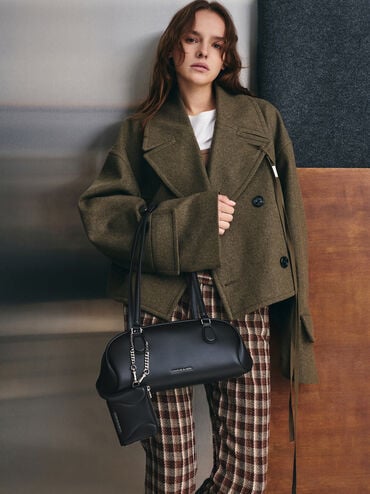 Ví ngắn hình vuông Nelly Wavy-Panel, Noir, hi-res