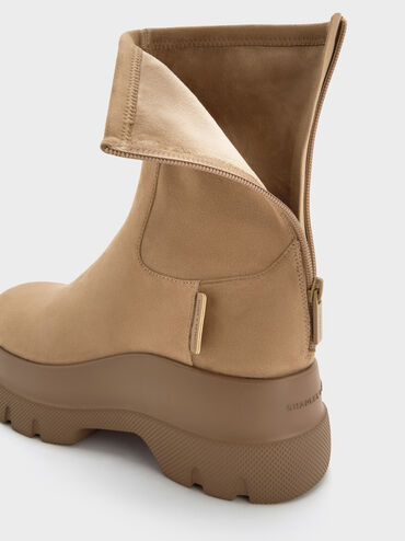 Leoi Faux Suede Chunky Ankle Boots, Camel, hi-res