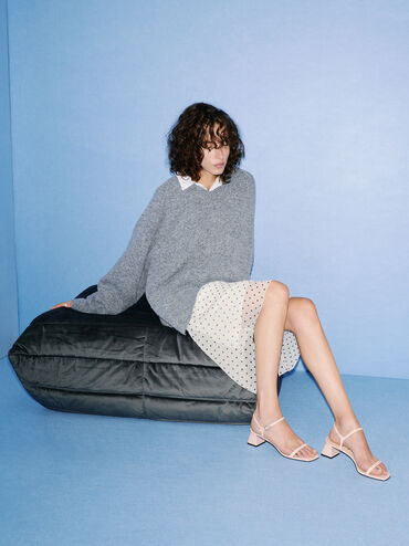 Emmaline Patent Leather Crystal Sandals, Pink, hi-res