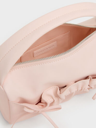 Reese Ruched Bow Top Handle Bag, Soft Pink, hi-res