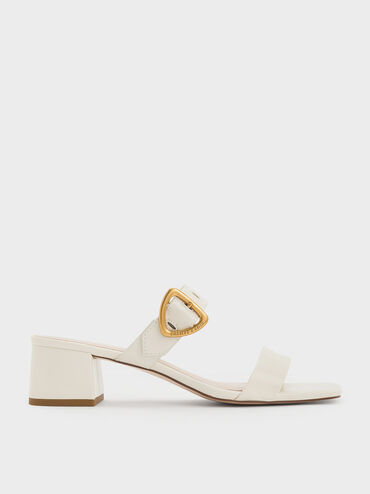 Sepphe Metallic Buckle Heeled Mules, Chalk, hi-res