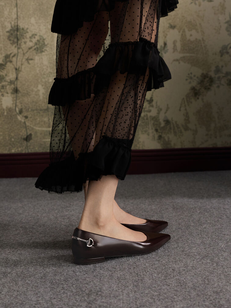 Gi&agrave;y b&uacute;p b&ecirc; mũi nhọn Erinna Metallic-Accent, Đỏ burgundy, hi-res