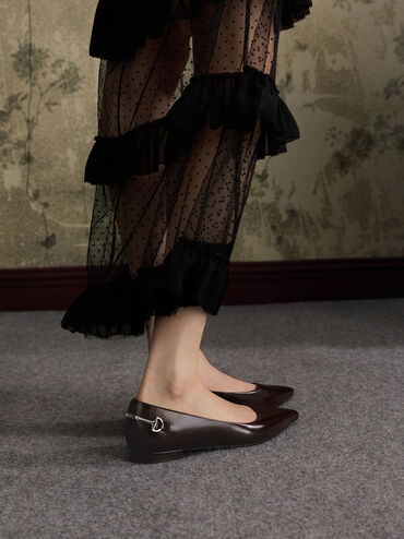 Gi&agrave;y b&uacute;p b&ecirc; mũi nhọn Erinna Metallic-Accent, Đỏ burgundy, hi-res