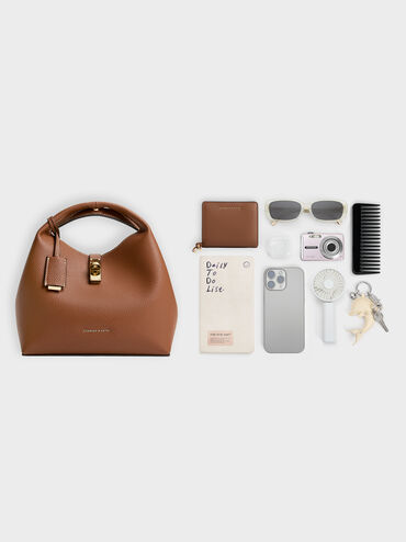 Chance Turn-Lock Bucket Bag, Chocolate, hi-res