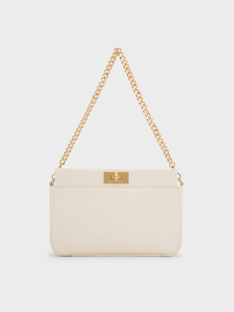 Lennie Chain-Handle Shoulder Bag, Cream, hi-res