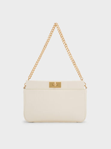 Lennie Chain-Handle Shoulder Bag, Cream, hi-res