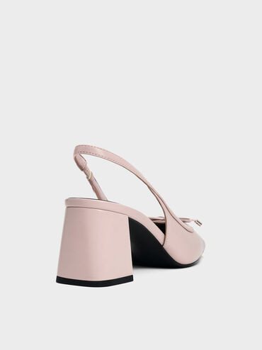 Lace-Up Bow Slingback Pumps, Light Pink, hi-res