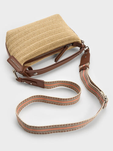 Ivette Raffia Woven Shoulder Bag, Multi, hi-res