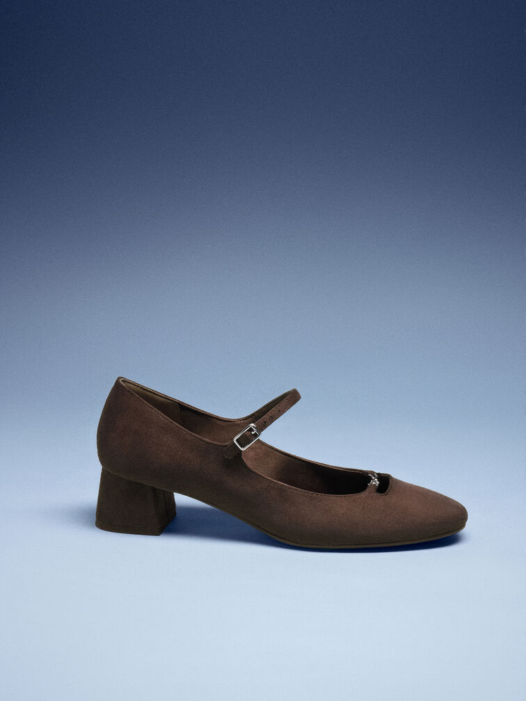 Gi&agrave;y b&uacute;p b&ecirc; đế cao Shila, Dark Brown Textured, hi-res