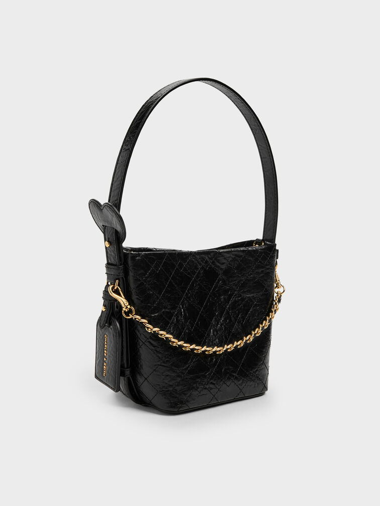 T&uacute;i đeo vai h&igrave;nh thang Duo Quilted, Đen, hi-res