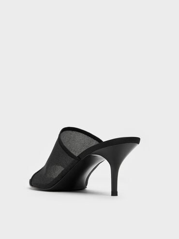 Gi&agrave;y mules cao g&oacute;t Glittered, Đen họa tiết, hi-res