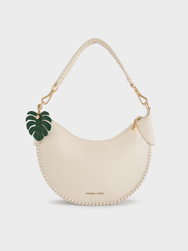 Blume Braided Curved Hobo Bag, Cream, hi-res