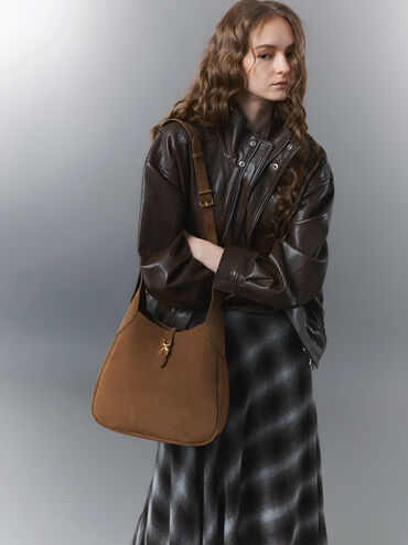 Adalyn Recycled Suede Hobo Bag, Mocha Brown, hi-res