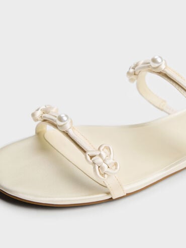 Gi&agrave;y sandals đế bệt Orinda Knot-Pearl, Bơ, hi-res