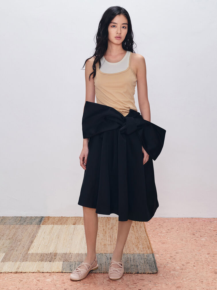 Gi&agrave;y b&uacute;p b&ecirc; đế bệt Satin, Hồng nhạt, hi-res