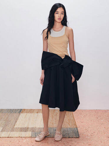 Gi&agrave;y b&uacute;p b&ecirc; đế bệt Satin, Hồng nhạt, hi-res