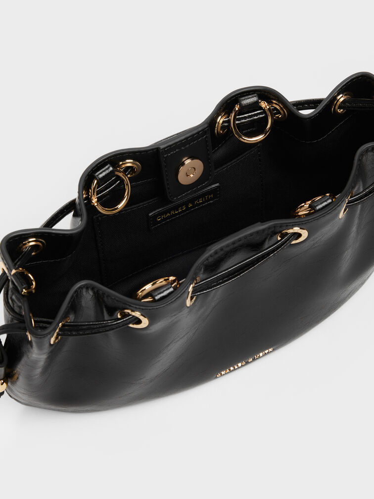 Mini Moxie Drawstring Bucket Bag, Black, hi-res