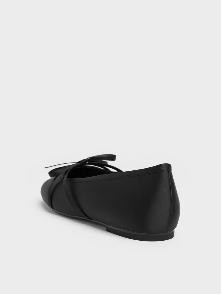 Gi&agrave;y b&uacute;p b&ecirc; mũi vu&ocirc;ng Satin Bow, Đen họa tiết, hi-res