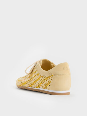 Jace Crochet & Suede Flower Sneakers, Yellow, hi-res