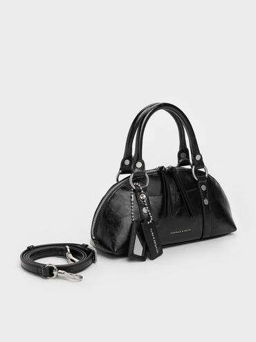 Tatiana Studded Bowling Bag, Noir, hi-res