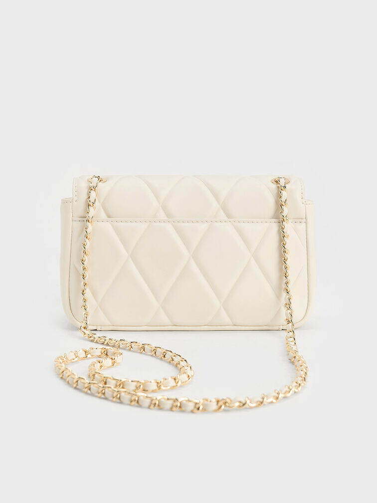 Arwen Diamond-Quilt Braided-Strap Shoulder Bag, Cream, hi-res