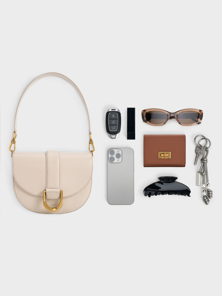 Gabine Leather Saddle Bag, Oat, hi-res