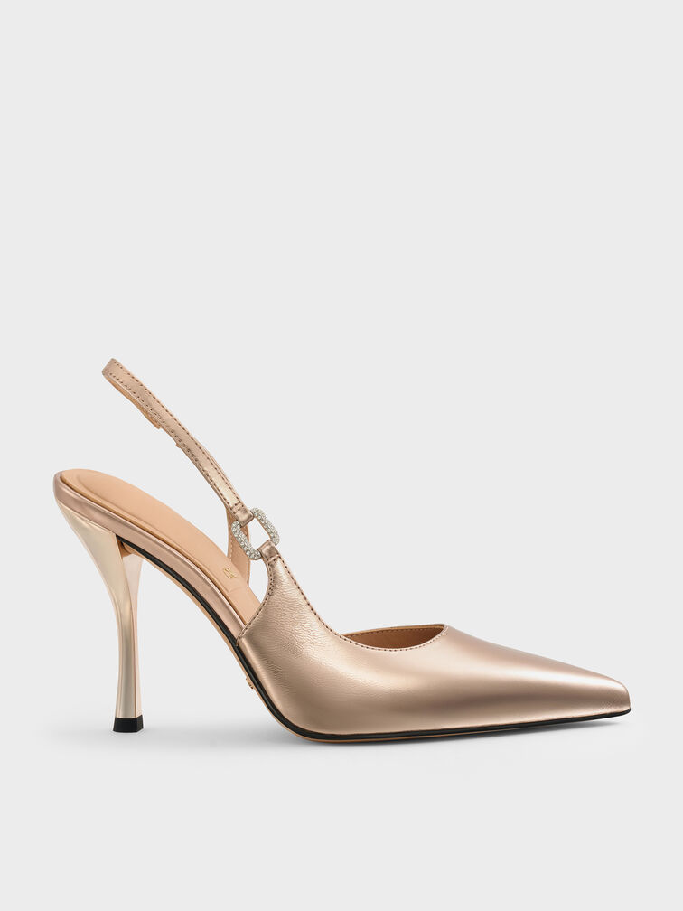 Gi&agrave;y sandals cao g&oacute;t Metallic Leather, Đồng, hi-res