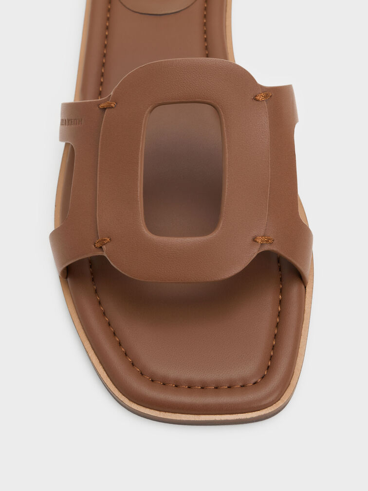 Easley Cut-Out Slide Sandals, Caramel, hi-res