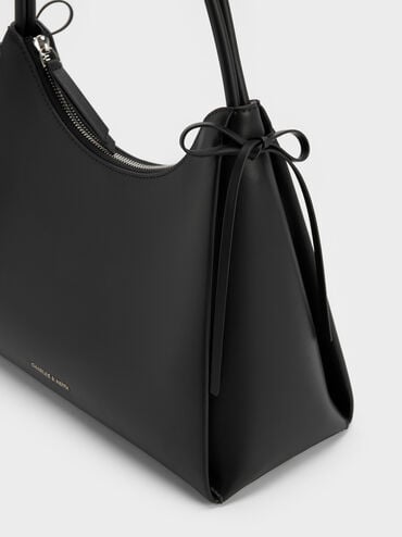 Hazel Bow Hobo Bag, Noir, hi-res