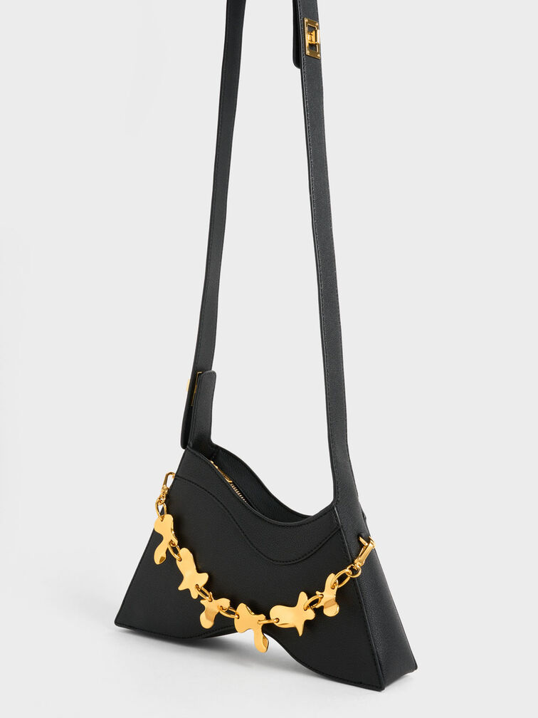 Túi đeo vai nữ Verity Chain Link Sculptural, Đen, hi-res
