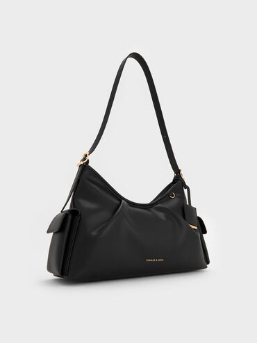 Túi đeo vai phom chữ nhật Khai Side-Pocket, Đen, hi-res